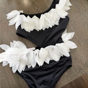 Stella Cove Black Bikini with White Petal Ruffle